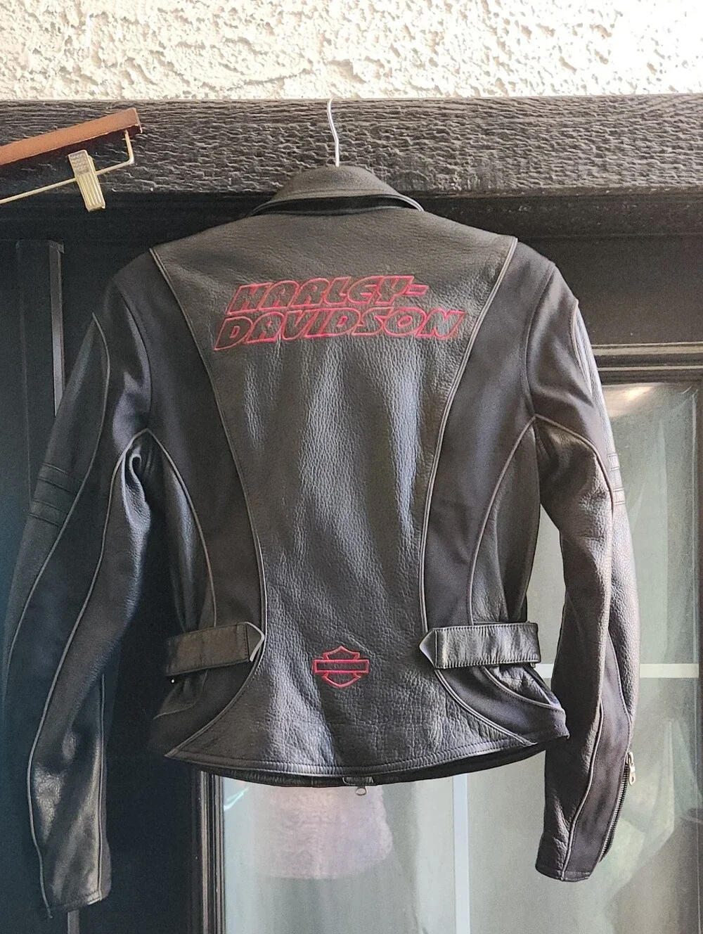 Harley-Davidson Women's Black Leather Riding Jacket with Red Logo